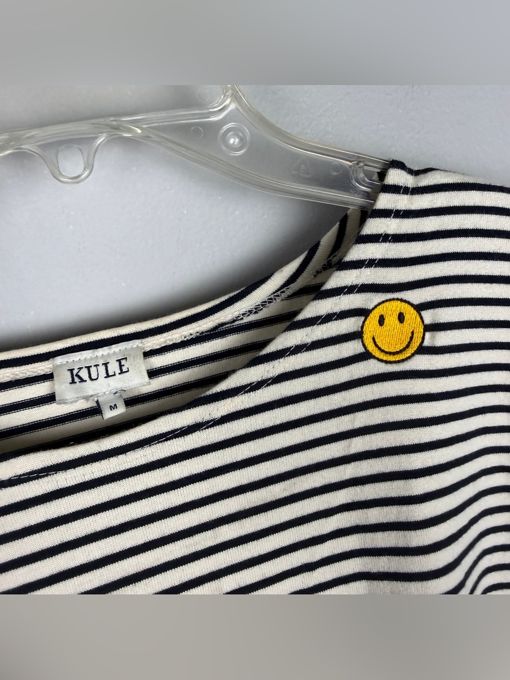 KULE Striped Smiley Face Boxy Long Sleeve Tee - Picture 4 of 5